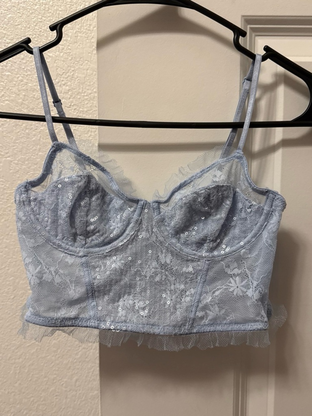 wild fable Light Blue Lace Sequin Bustier Cami